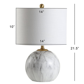 Luna 21.5" Faux Marble Resin LED Table Lamp - JONATHAN Y